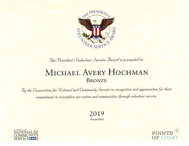 Dr. Hochman Receives the President’s Volunteer Service Award